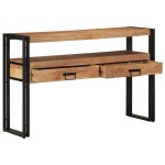 vidaXL Mese de Finalizare Negru 120x33x75 cm Lemn Masiv de Acacia și Metal