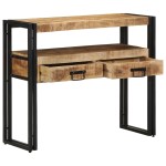 mese de colț vidaXL negre 90x33x75 cm din lemn masiv de mango și metal mese de colț vidaXL negre 90x33x75 cm din lemn masiv de mango și metal