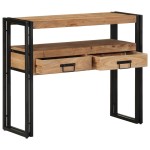 masa de console vidaXL neagră 90x33x75 cm din lemn masiv de acacia și metal masa de console vidaXL neagră 90x33x75 cm din lemn masiv de acacia și metal
