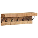 vidaXL Cuier cu raft de perete, lemn masiv de mango și metal vidaXL Cuier cu raft de perete, lemn masiv de mango și metal