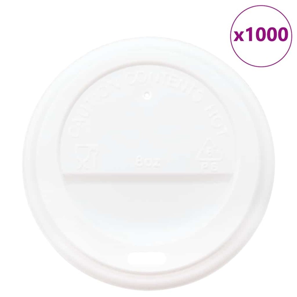 vidaXL Capace pentru ceași cafea din hârtie 8oz 1000 buc plastic alb