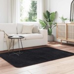 vidaXL Covor shaggy cu pom înalt, NAVARRA, negru, 120x170cm, poliester