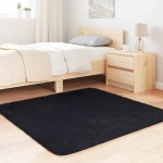 vidaXL Covor shaggy cu pom înalt, NAVARRA, negru, 120x120cm, poliester vidaXL Covor shaggy cu pom înalt, NAVARRA, negru, 120x120cm, poliester