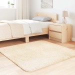 vidaXL Covor shaggy cu pom înalt, NAVARRA, crem, 120x120 cm, poliester