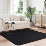vidaXL Covor shaggy cu pom înalt, NAVARRA, negru, 160x160cm, poliester