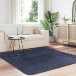 vidaXL Covor shaggy cu pom înalt, NAVARRA, bleumarin, 160x160 cm
