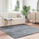 vidaXL Covor shaggy cu pom înalt, NAVARRA, gri argintiu, 160x160 cm