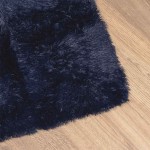 vidaXL Covor shaggy cu pom înalt, NAVARRA, bleumarin, 200x200 cm