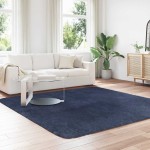 vidaXL Covor shaggy cu pom înalt, NAVARRA, bleumarin, 240x240 cm
