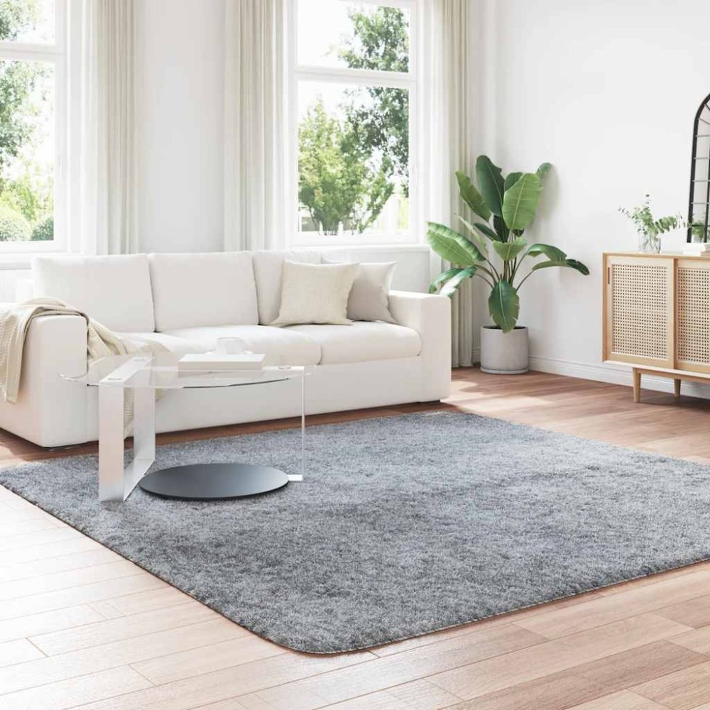 vidaXL Covor shaggy cu pom înalt, NAVARRA, gri argintiu, 240x240 cm
