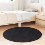 vidaXL Covor shaggy cu pom înalt, NAVARRA, negru, 100x100cm, poliester