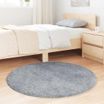 vidaXL Covor shaggy cu pom înalt, NAVARRA, gri argintiu, 100x100 cm