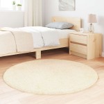 vidaXL Covor shaggy cu pom înalt, NAVARRA, crem, 120x120 cm, poliester