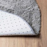 vidaXL Covor shaggy cu pom înalt, NAVARRA, gri argintiu, 120x120 cm
