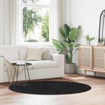vidaXL Covor shaggy cu pom înalt, NAVARRA, negru, 160x160cm, poliester vidaXL Covor shaggy cu pom înalt, NAVARRA, negru, 160x160cm, poliester