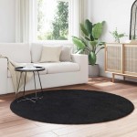 vidaXL Covor shaggy cu pom înalt, NAVARRA, negru, 160x160cm, poliester vidaXL Covor shaggy cu pom înalt, NAVARRA, negru, 160x160cm, poliester