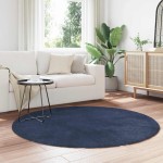 vidaXL Covor shaggy cu pom înalt, NAVARRA, bleumarin, 160x160 cm