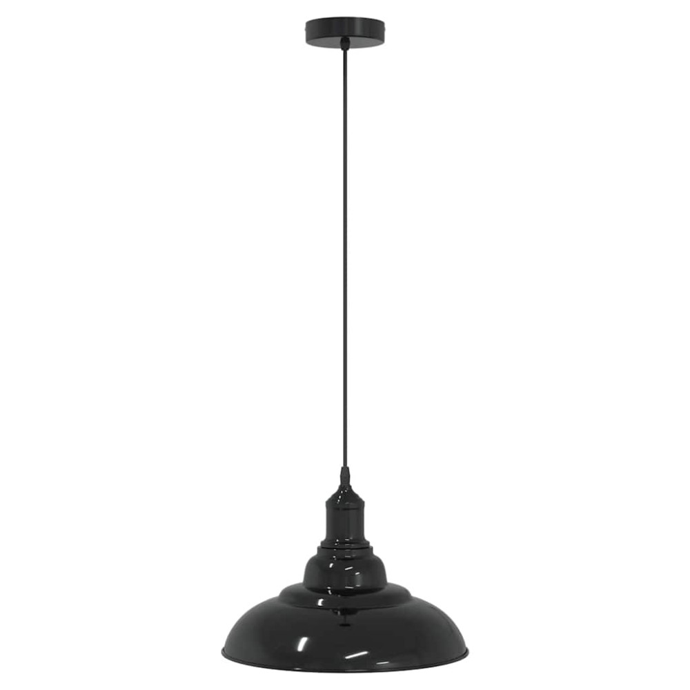vidaXL Lampă suspendată reglabilă pe înălțime E27 negru lucios metal