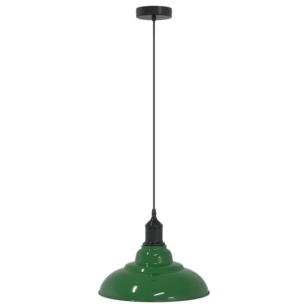 vidaXL Lampă suspendată reglabilă pe înălțime E27 verde lucios metal