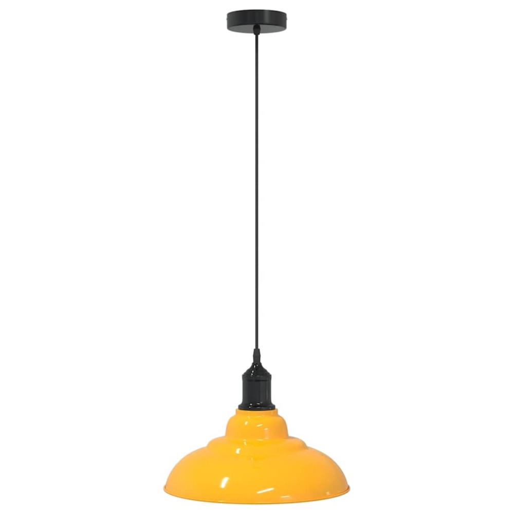 vidaXL Lampă suspendată reglabilă pe înălțime E27 Galben lucios Metal