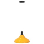 vidaXL Lampă suspendată reglabilă pe înălțime E27 Galben lucios Metal vidaXL Lampă suspendată reglabilă pe înălțime E27 Galben lucios Metal