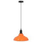 vidaXL Lampă suspendată reglabilă înălțime E27 Portocaliu lucios Metal vidaXL Lampă suspendată reglabilă înălțime E27 Portocaliu lucios Metal