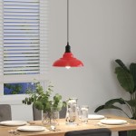 vidaXL Lampă suspendată reglabilă pe înălțime E27 roșu lucios metal vidaXL Lampă suspendată reglabilă pe înălțime E27 roșu lucios metal