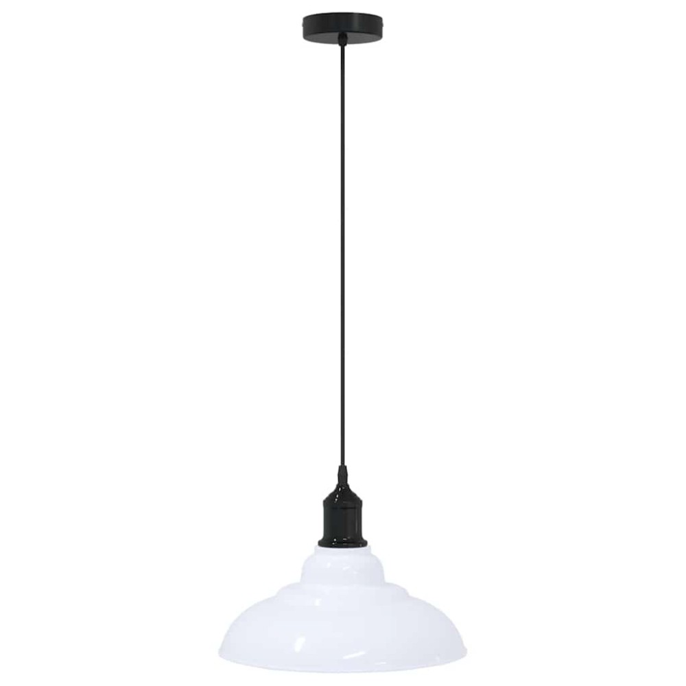 vidaXL Lampă suspendată reglabilă pe înălțime E27 alb lucios metal
