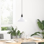 vidaXL Lampă suspendată reglabilă pe înălțime E27 alb lucios metal vidaXL Lampă suspendată reglabilă pe înălțime E27 alb lucios metal