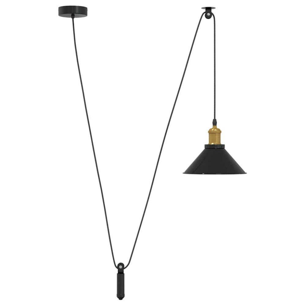 vidaXL Lampă suspendată reglabilă pe înălțime E27 negru lucios metal