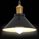 vidaXL Lampă suspendată reglabilă pe înălțime E27 negru lucios metal vidaXL Lampă suspendată reglabilă pe înălțime E27 negru lucios metal