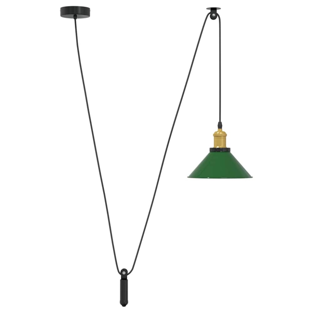 vidaXL Lampă suspendată reglabilă pe înălțime E27 verde lucios metal