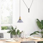 vidaXL Lampă suspendată reglabilă pe înălțime E27 gri lucios metal vidaXL Lampă suspendată reglabilă pe înălțime E27 gri lucios metal