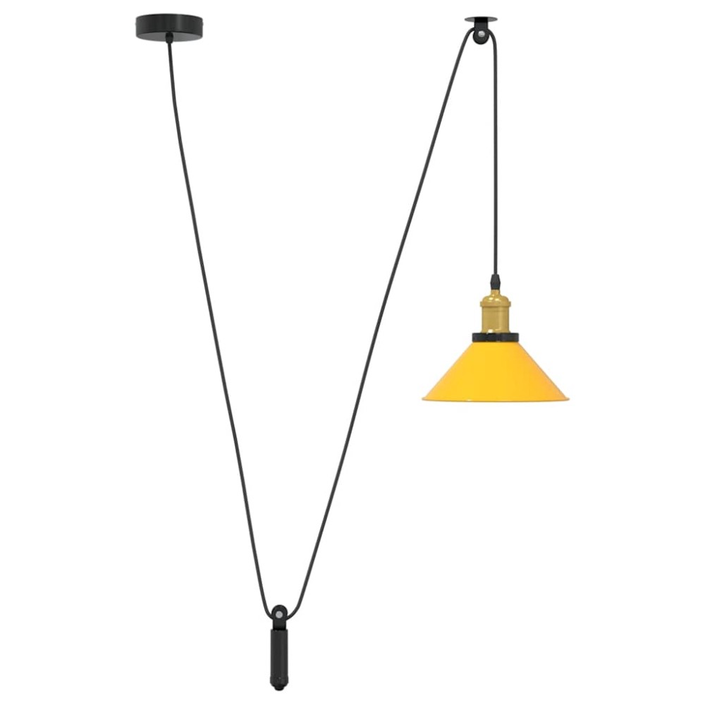 vidaXL Lampă suspendată reglabilă pe înălțime E27 Galben lucios Metal