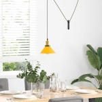 vidaXL Lampă suspendată reglabilă pe înălțime E27 Galben lucios Metal vidaXL Lampă suspendată reglabilă pe înălțime E27 Galben lucios Metal