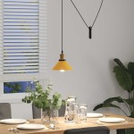 vidaXL Lampă suspendată reglabilă pe înălțime E27 Galben lucios Metal vidaXL Lampă suspendată reglabilă pe înălțime E27 Galben lucios Metal