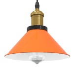 vidaXL Lampă suspendată reglabilă înălțime E27 Portocaliu lucios Metal vidaXL Lampă suspendată reglabilă înălțime E27 Portocaliu lucios Metal