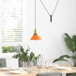 vidaXL Lampă suspendată reglabilă înălțime E27 Portocaliu lucios Metal vidaXL Lampă suspendată reglabilă înălțime E27 Portocaliu lucios Metal