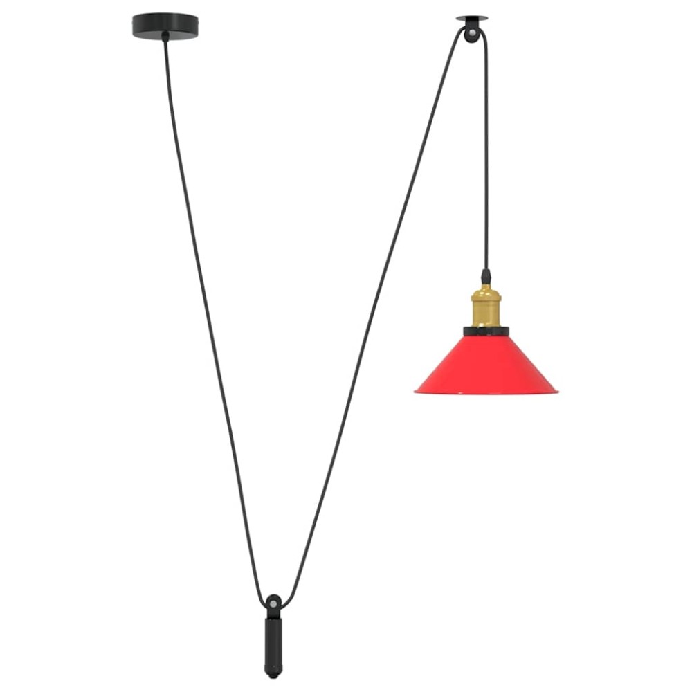 vidaXL Lampă suspendată reglabilă pe înălțime E27 roșu lucios metal