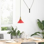 vidaXL Lampă suspendată reglabilă pe înălțime E27 roșu lucios metal vidaXL Lampă suspendată reglabilă pe înălțime E27 roșu lucios metal