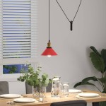 vidaXL Lampă suspendată reglabilă pe înălțime E27 roșu lucios metal vidaXL Lampă suspendată reglabilă pe înălțime E27 roșu lucios metal