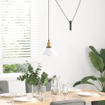vidaXL Lampă suspendată reglabilă pe înălțime E27 alb lucios metal vidaXL Lampă suspendată reglabilă pe înălțime E27 alb lucios metal