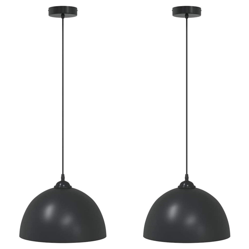 vidaXL Lămpi de suspendare 2 buc E27 Negru Ø 30 cm Metal