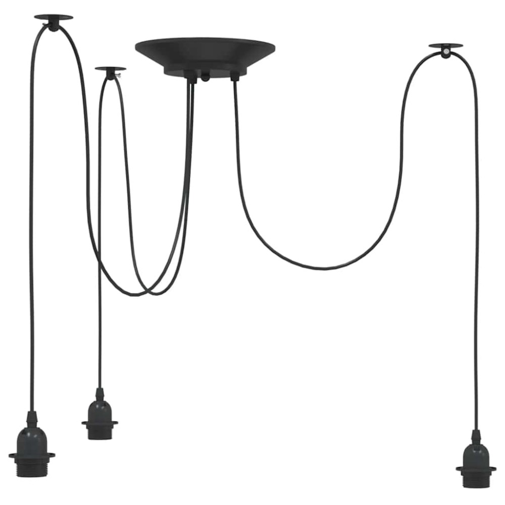 vidaXL Lampă suspendată cu 3 suporturi E27 metal negru