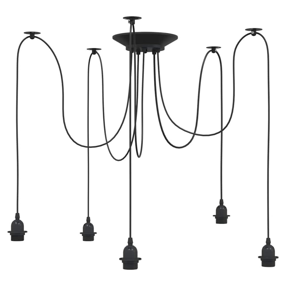 vidaXL Lampă suspendată cu 5 suporturi E27 metal negru