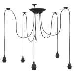 vidaXL Lampă suspendată cu 5 suporturi E27 metal negru vidaXL Lampă suspendată cu 5 suporturi E27 metal negru