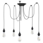 vidaXL Lampă suspendată cu 5 suporturi E27 metal negru vidaXL Lampă suspendată cu 5 suporturi E27 metal negru