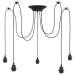 vidaXL Lampă suspendată cu 5 suporturi E27 metal negru vidaXL Lampă suspendată cu 5 suporturi E27 metal negru
