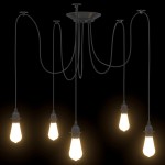 vidaXL Lampă suspendată cu 5 suporturi E27 metal negru vidaXL Lampă suspendată cu 5 suporturi E27 metal negru