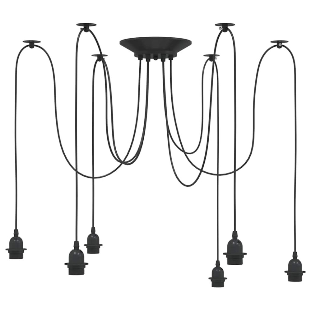 vidaXL Lampă suspendată cu 6 suporturi E27 metal negru